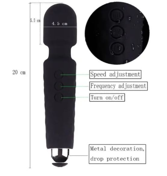USB Rechargeable Multi Speed G-Spot Magic Wand Vibrator – Waterproof Silicone Personal Massager